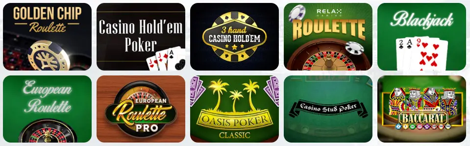 Jeux de table au Black Label Casino